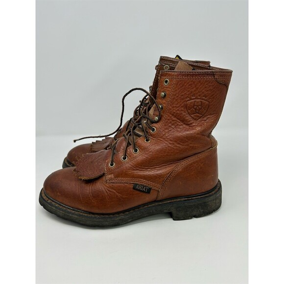 Ariat Cascade 8 Lace-Up Work Boots Mens Brown Leather Kiltie Lug Sole Size 9 EE main image 7